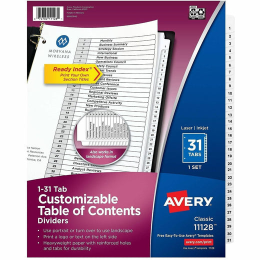 Avery® Ready Index Binder Dividers - Customizable Table of Contents, 1 Set