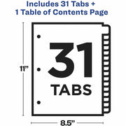 Avery® Ready Index Binder Dividers - Customizable Table of Contents, 1 Set