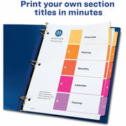 Avery Ready Index 5 Tab Dividers, Customizable TOC, 6 Sets (11187), 1 Pack
