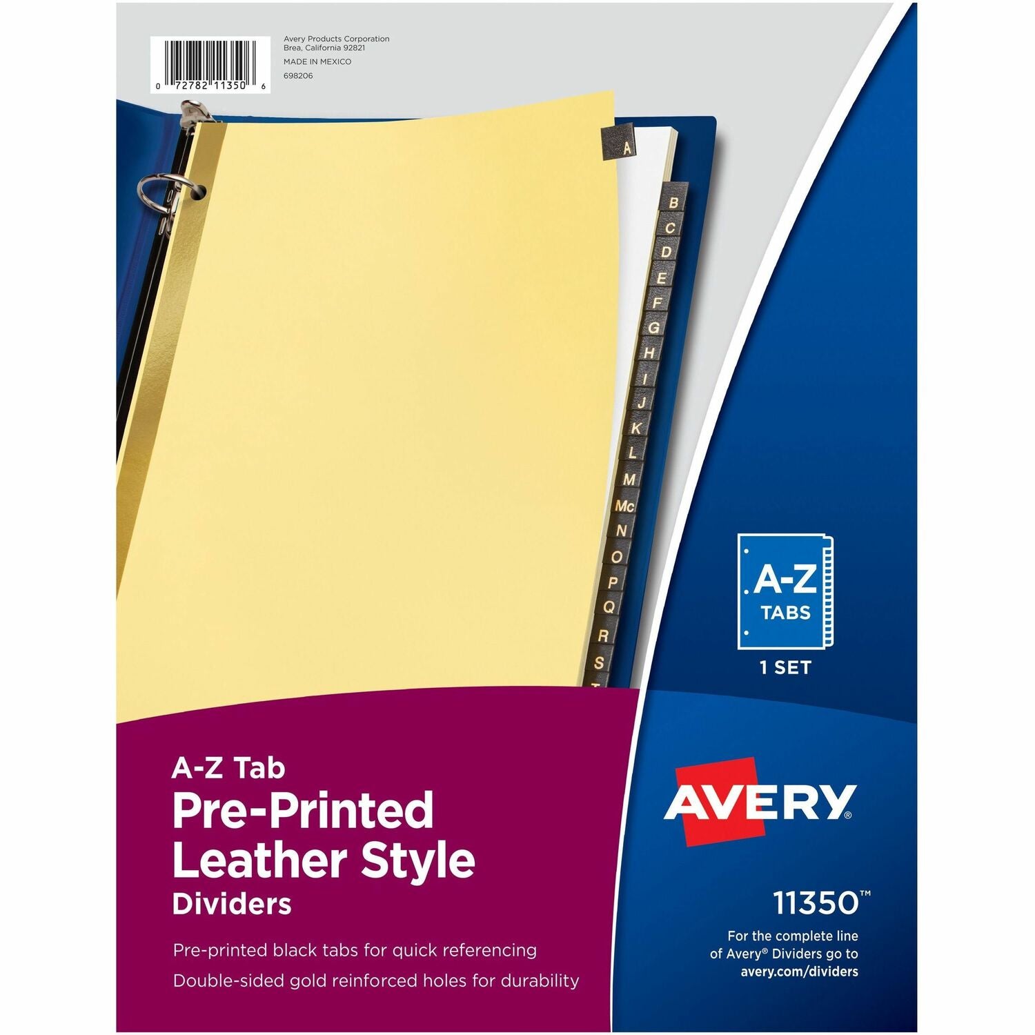 Avery® Preprinted Tab Dividers - Gold Reinforced Edge, 1 Set