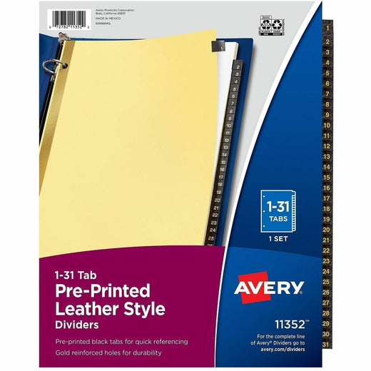 Avery® Preprinted Tab Dividers - Gold Reinforced Edge, 1 Set