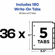 Avery® Plain Tab Write-On Dividers, 1 Box