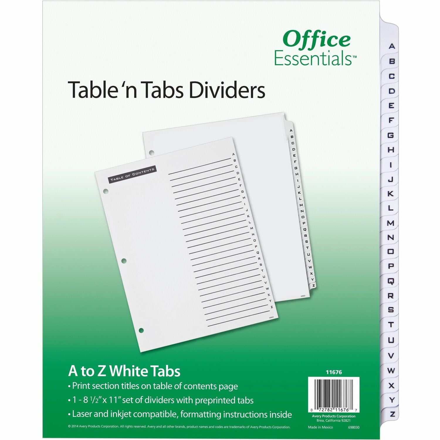 Avery® A-Z Table 'N Tabs Dividers, 1 Set