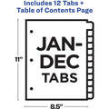 Avery Table 'N Tab Monthly Divider Set, White, 1 Set, AVE11679