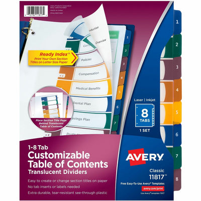 Avery Ready Index Customizable TOC Binder Dividers, Clear, 1 Set — view 1