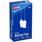 Avery® Marking Tags, Strung, 1-3/4" x 1-3/32" , 1,000 Tags (12204), 1 Box