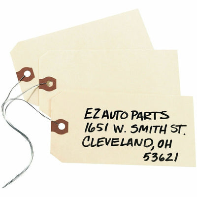 Avery Shipping Tags with Wire, 11.5 pt. Stock, 5-1/4"x2-5/8", 1,000 Manila Hang Tags, 1000 / Box, AVE12606