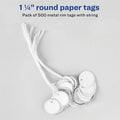 Avery 1-1/4" Metal Rim Key Tags, Strung, White, 500 Tags (14313), 500 / Box, AVE14313