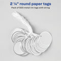 Avery 2-1/4" Metal Rim Key Tags, Strung, White, 500 Tags (14316), 500 / Box, AVE14316