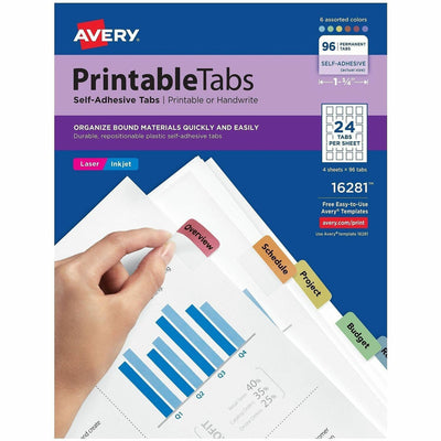 Avery Printable Repositionable Tabs, Assorted, 96 / Pack — view 1