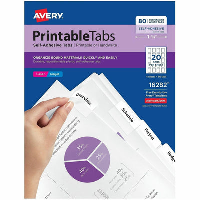 Avery Printable Repositionable Tabs, White, 80 / Pack — view 1