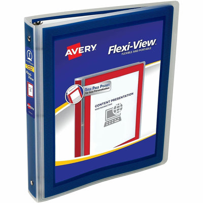 Avery Flexi-View 3 Ring Binder, Navy Blue, 8 1/2" Width x 11" Length, AVE17685