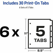Avery® Print-On Tabs for High-Speed Copiers and Offset Presses, 5 Tabs, 1 Box