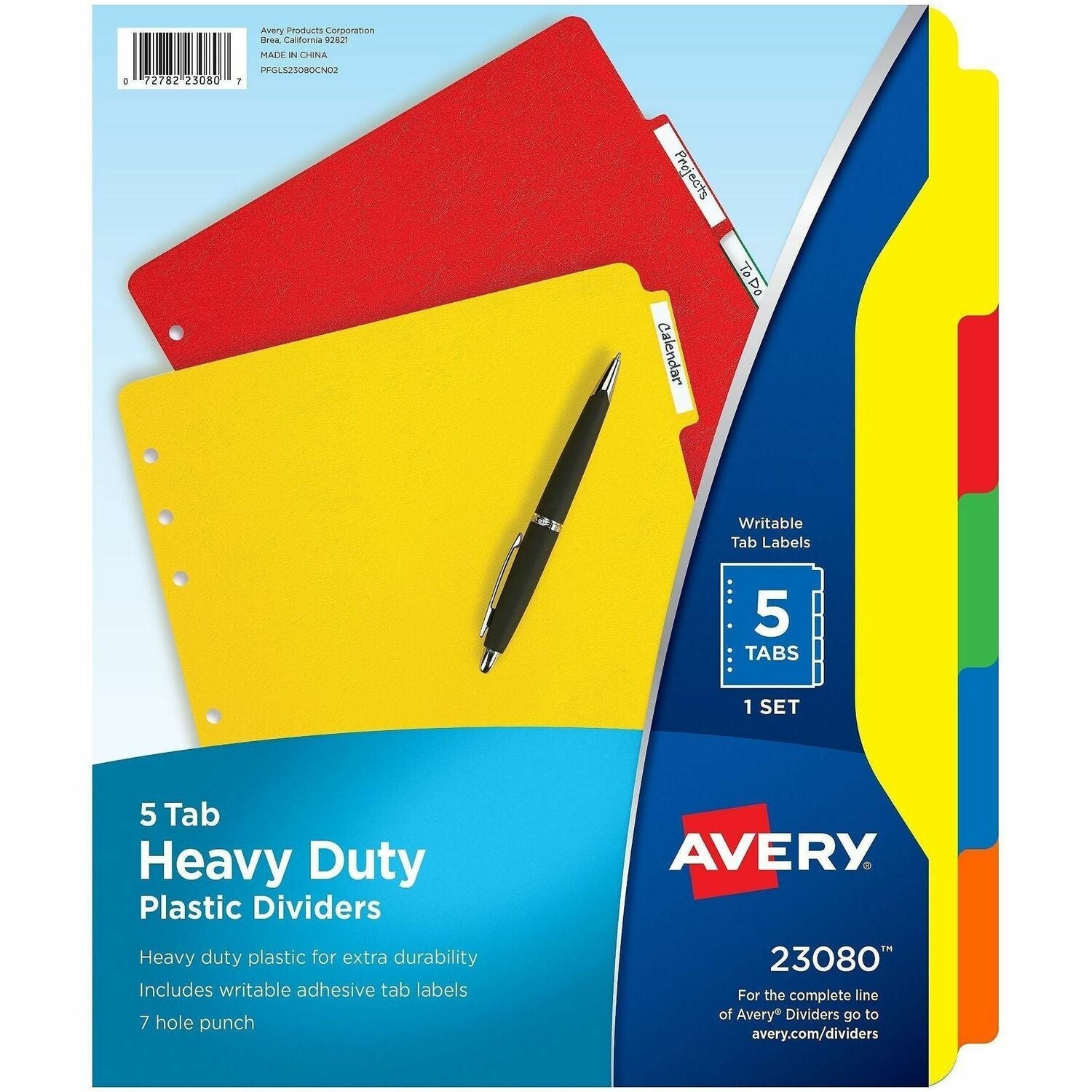 Avery® Plastic Tab Dividers w/ White Labels, 1 Set