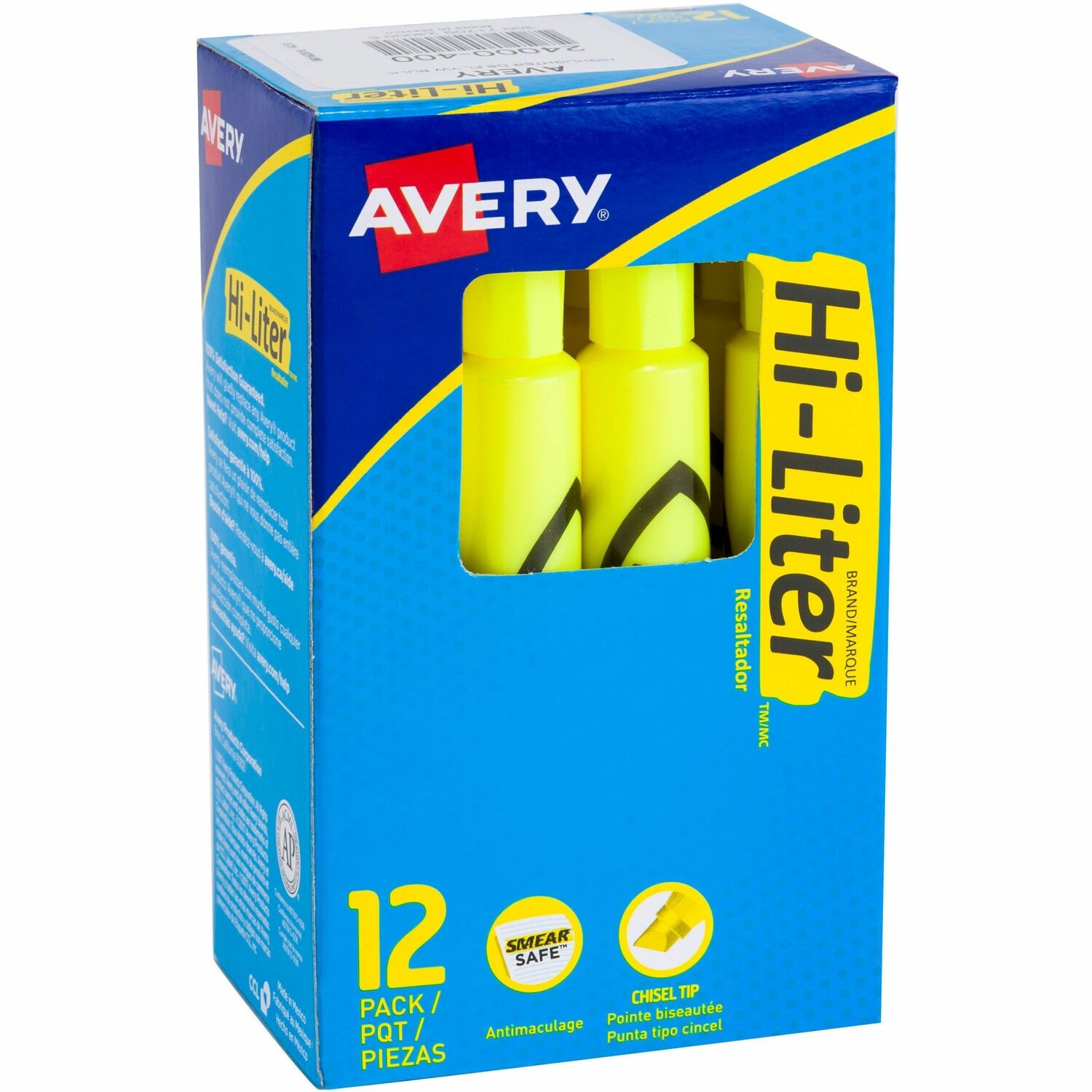 Avery® Desk-Style, Fluorescent Yellow, 1 Count (24000), 1 Dozen