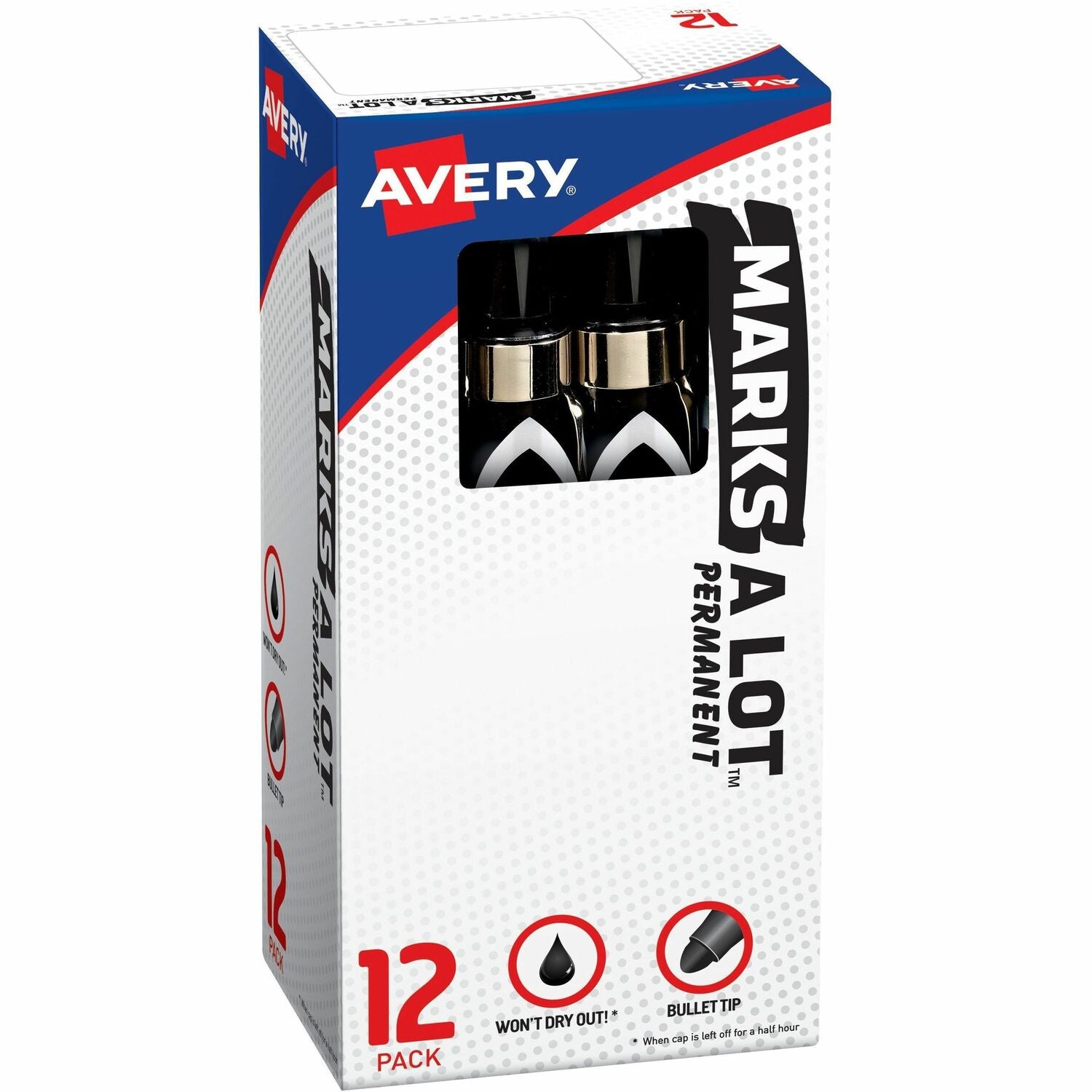 Avery® Marks A Lot Marks-A-Lot Desk-Style Permanent Markers, 1 Dozen