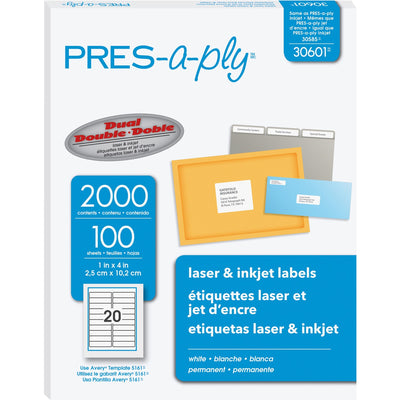 Avery PRES-a-ply White Labels, 2000 / Box — view 1