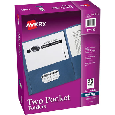 Avery Letter Pocket Folder, Dark Blue, 8 1/2" Width x 11" Length, 25 / Box — view 1