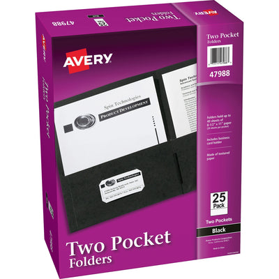 Avery Letter Pocket Folder, Black, 8 1/2" Width x 11" Length, 25 / Box — view 1