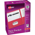 Avery Letter Pocket Folder, Red, 8 1/2" Width x 11" Length, 25 / Box, AVE47989