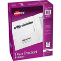 Avery Letter Pocket Folder, White, 8 1/2" Width x 11" Length, 25 / Box, AVE47991