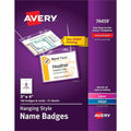 Avery Name Badges with Cords, 3" x 4", 100 Total (74459), White, 8 1/2" x 11", 100 / Box, AVE74459