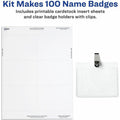 Avery Name Badges with Clips, 2.25" x 3.5", 100 Badges (74461), White, 8 1/2" x 11", 100 / Box, AVE74461