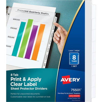 Avery Print & Apply Sheet Protector Dividers, Clear, 1 Set — view 1