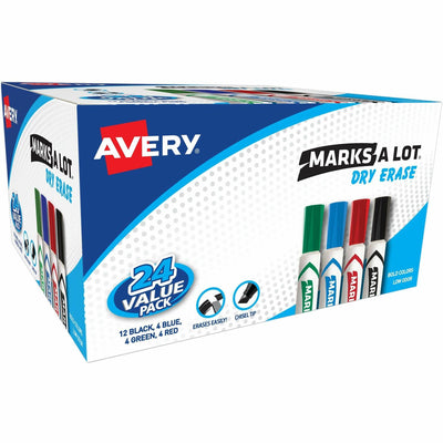 Avery Marks A Lot Marks A Lot Desk-Style Dry-Erase Markers, 24 / Box, AVE98188