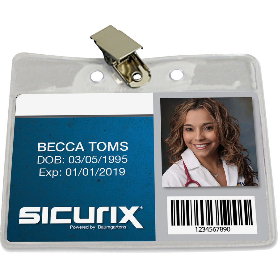 Baumgartens SICURIX Badge Holder, Clear, 50 / Pack — view 1