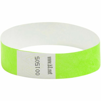 Baumgartens SICURIX Standard Dupont Tyvek Security Wristband, Neon Green, 100 / Pack — view 1