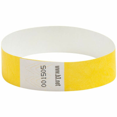 Baumgartens SICURIX Standard Dupont Tyvek Security Wristband, Yellow, 100 / Pack, BAU85070