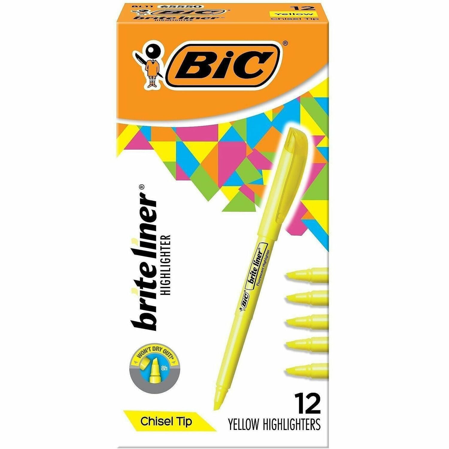 BIC Brite Liner Highlighters, 1 Dozen