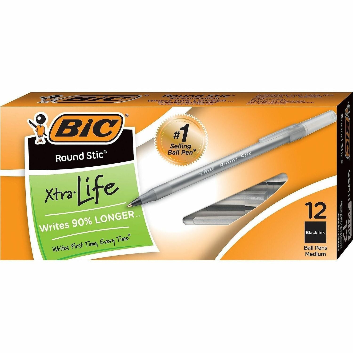 BIC Round Stic Ballpoint Pens, 1 Dozen