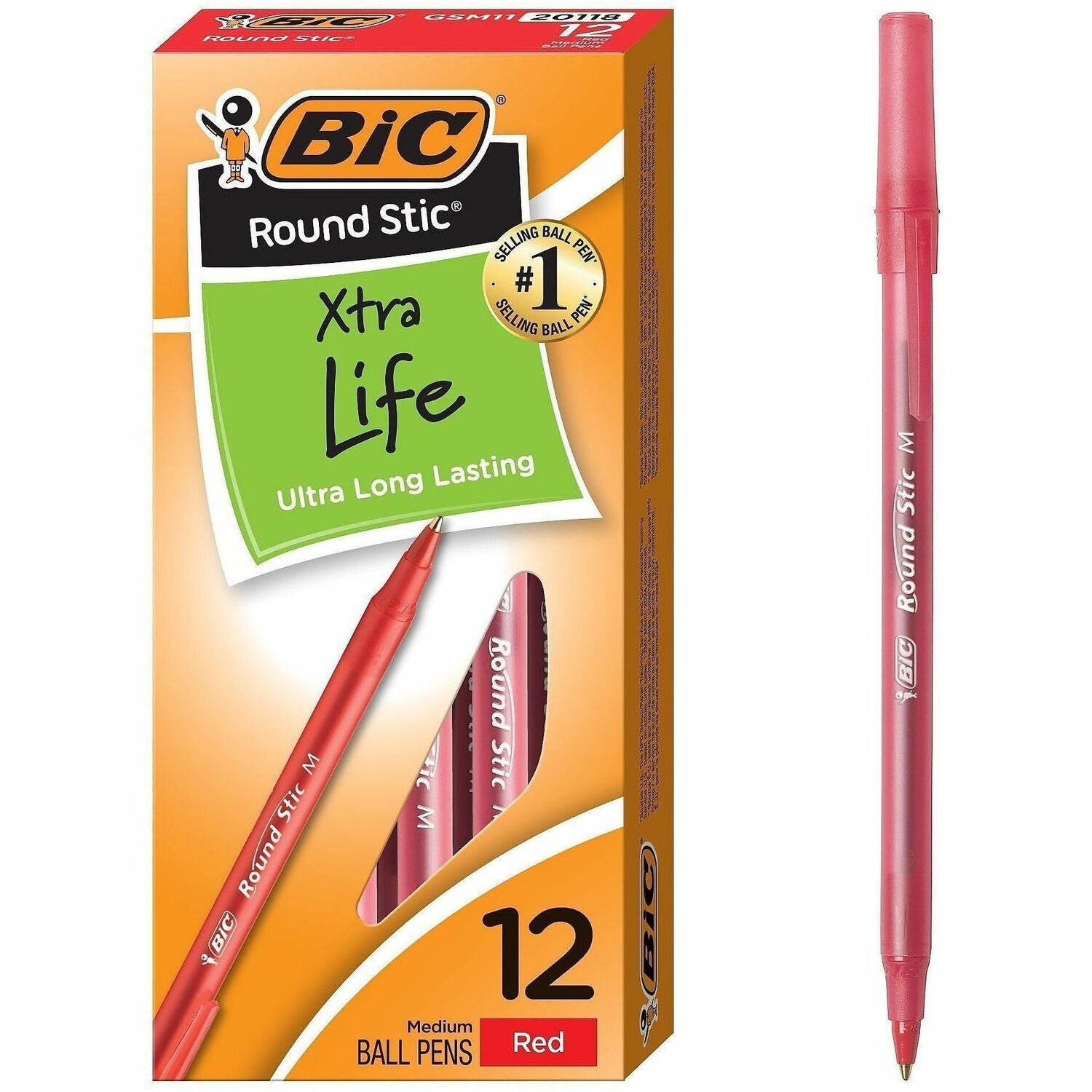 BIC Round Stic Ballpoint Pens, 1 Dozen