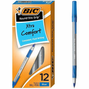 BIC Round Stic Grip Ballpoint Pen, 1 Dozen