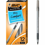 BIC Round Stic Grip Ballpoint Pen, 1 Dozen
