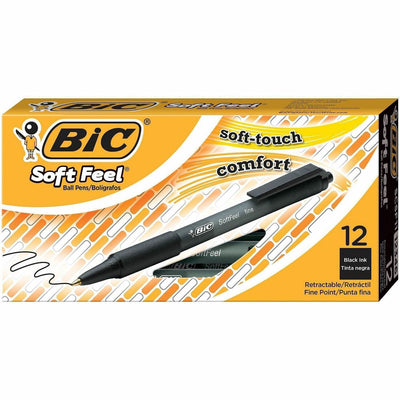 BIC SoftFeel Retractable Ball Pens, 1 Dozen, BICSCSF11BK