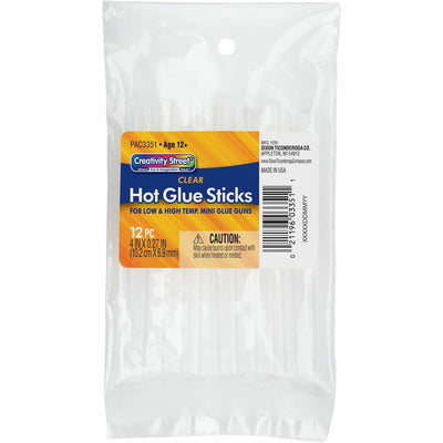 Dixon Ticonderoga Creativity Street Hot Glue Sticks, Clear, 12 / Pack, PAC3351