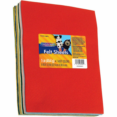 Dixon Ticonderoga Creativity Street One Pound Felt Sheets, Assorted, 1 Pack, PAC3904