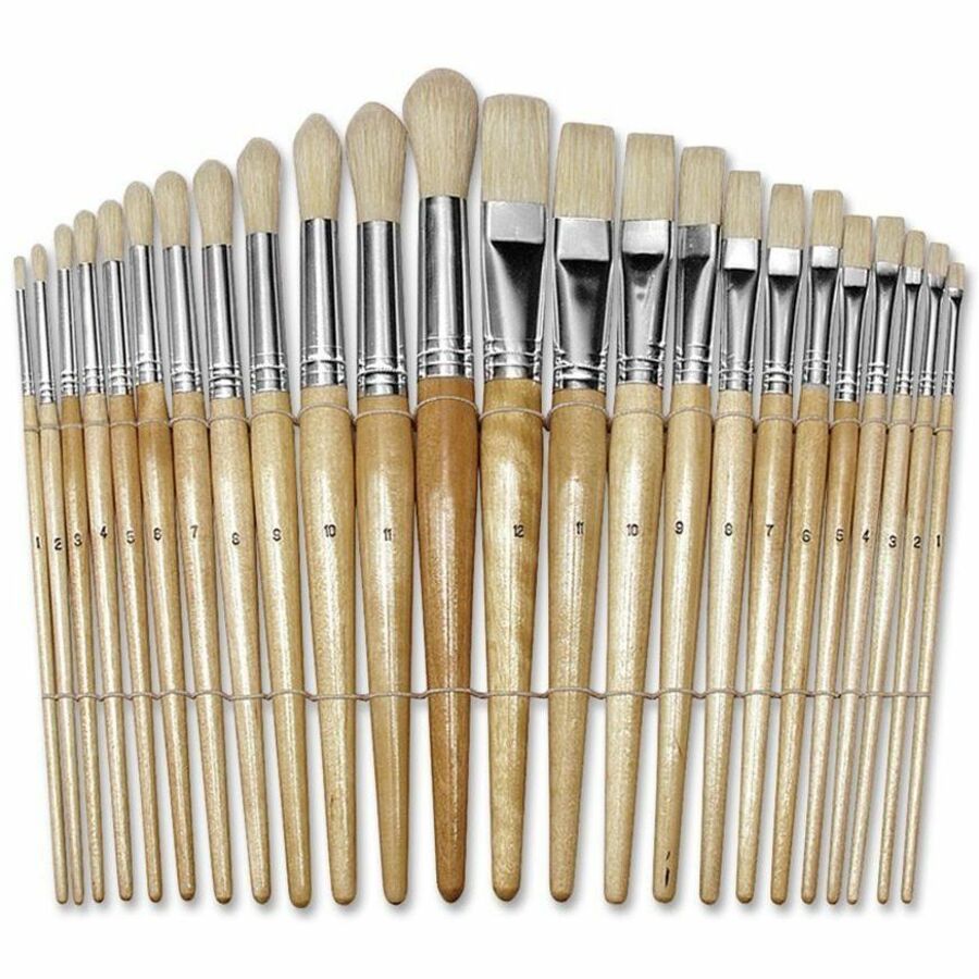 Creativity Street Preschool Brush Set, Natural, Wood, 24 / Set, PAC5172
