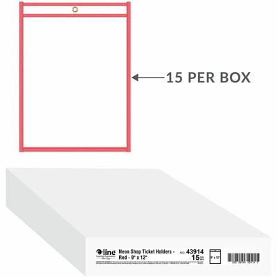 C-Line Neon Colored Stitched Shop Ticket Holders, Neon Red, CLI43914