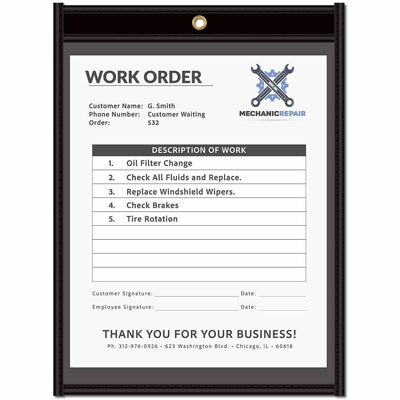 C-Line Vinyl File Pocket, Black, 9" Width x 12" Length, 25 / Box, CLI45912