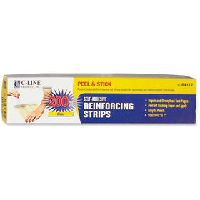 C-Line Self-Adhesive Reinforcing Strips, Clear, 200 / Box, CLI64112