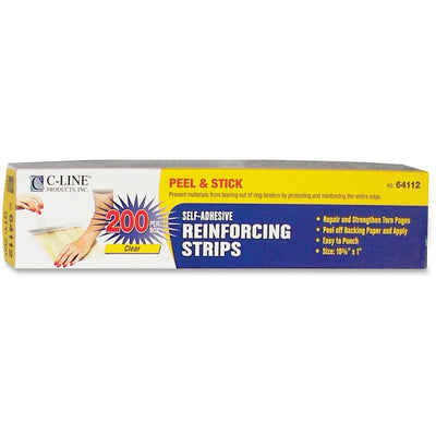 C-Line Self-Adhesive Reinforcing Strips, Clear, 200 / Box — view 1