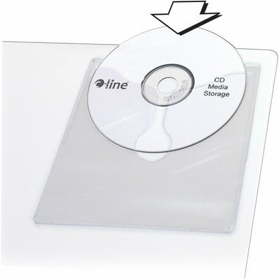 C-Line Self-Adhesive CD/DVD Poly Holders, Clear, 1 Pack, CLI70568