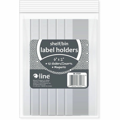 C-Line Magnetic Shelf/Bin Label Holders, Clear, 10 / Box, CLI87247