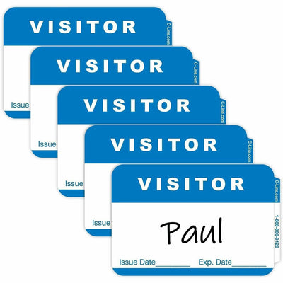 C-Line Adhesive Visitor Name Badges, White, 100 / Box, CLI92245
