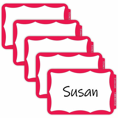 C-Line Self-adhesive Color Border Name Badges, Red, 100 / Box, CLI92264