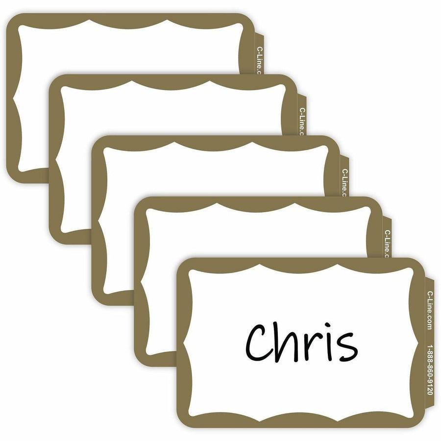 C-Line Self-adhesive Color Border Name Badges, Gold, 100 / Box, CLI92266